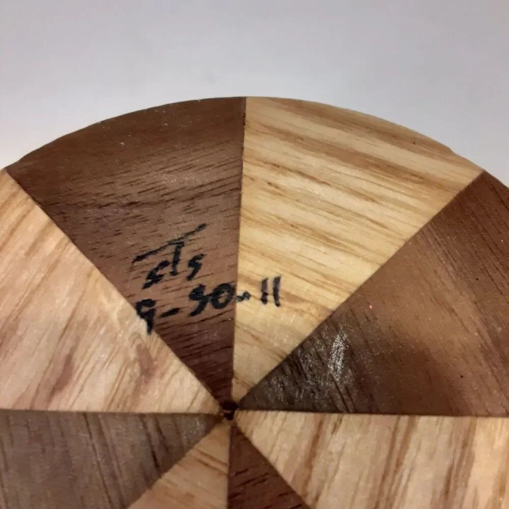Artist Signed Parquet Wooden Bowl Gorgeous Masculine Versatile